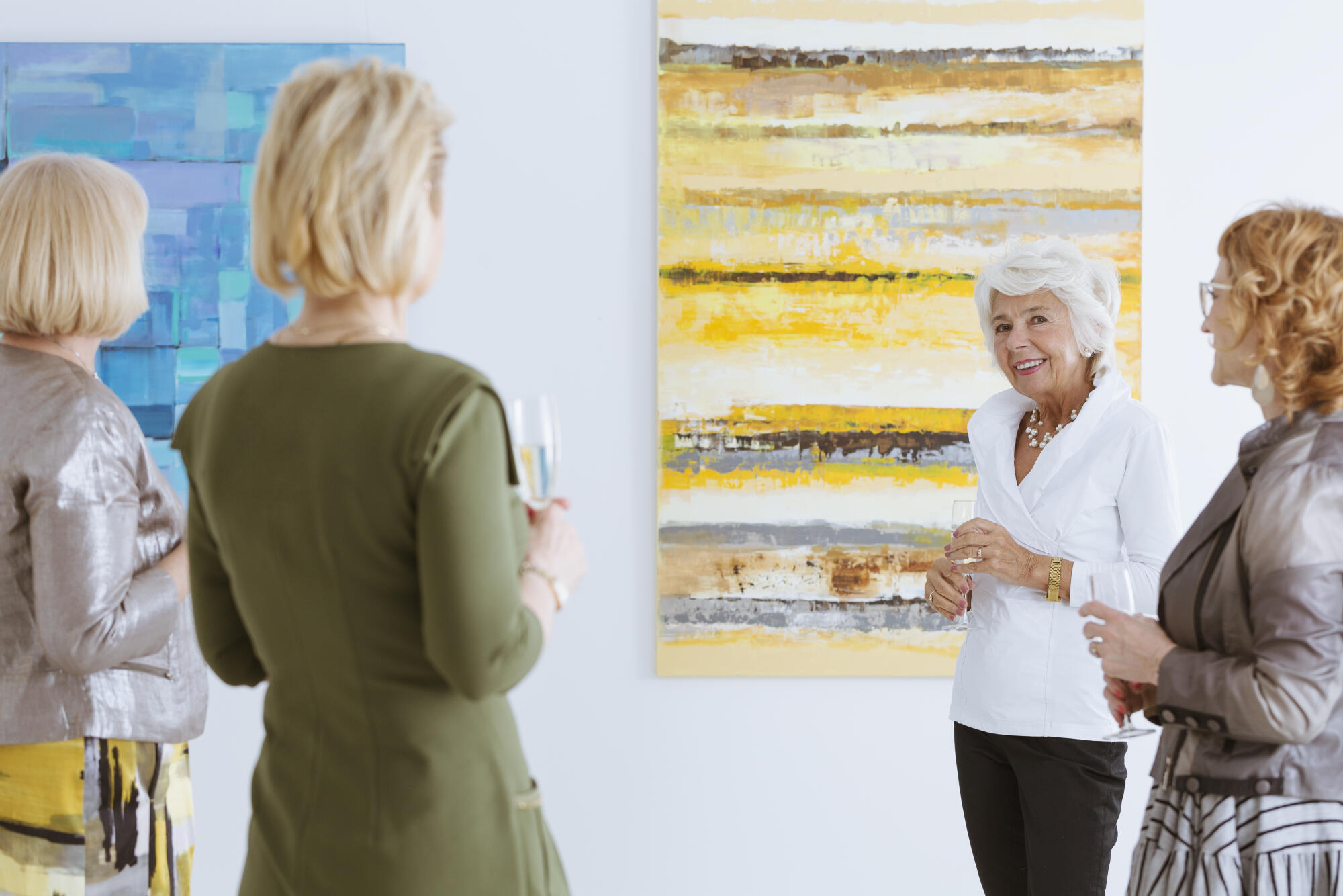 Seniors looking at art